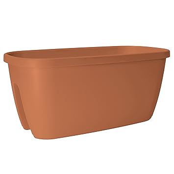 Emsa Geländertopf für den Balkon, 21 Liter, Selbstbewässerungssystem, Terrakotta, City, 517470