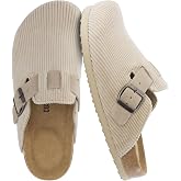 CUSHIONAIRE Hana Cork Footbed Clogs for Women, Slip On Fall Shoes | Premium Vegan Suede Upper, Adjustable Buckle Strap, EVA Outsole, Potato Shoes, Suede Lined Insole, Arch Support Womens Clogs