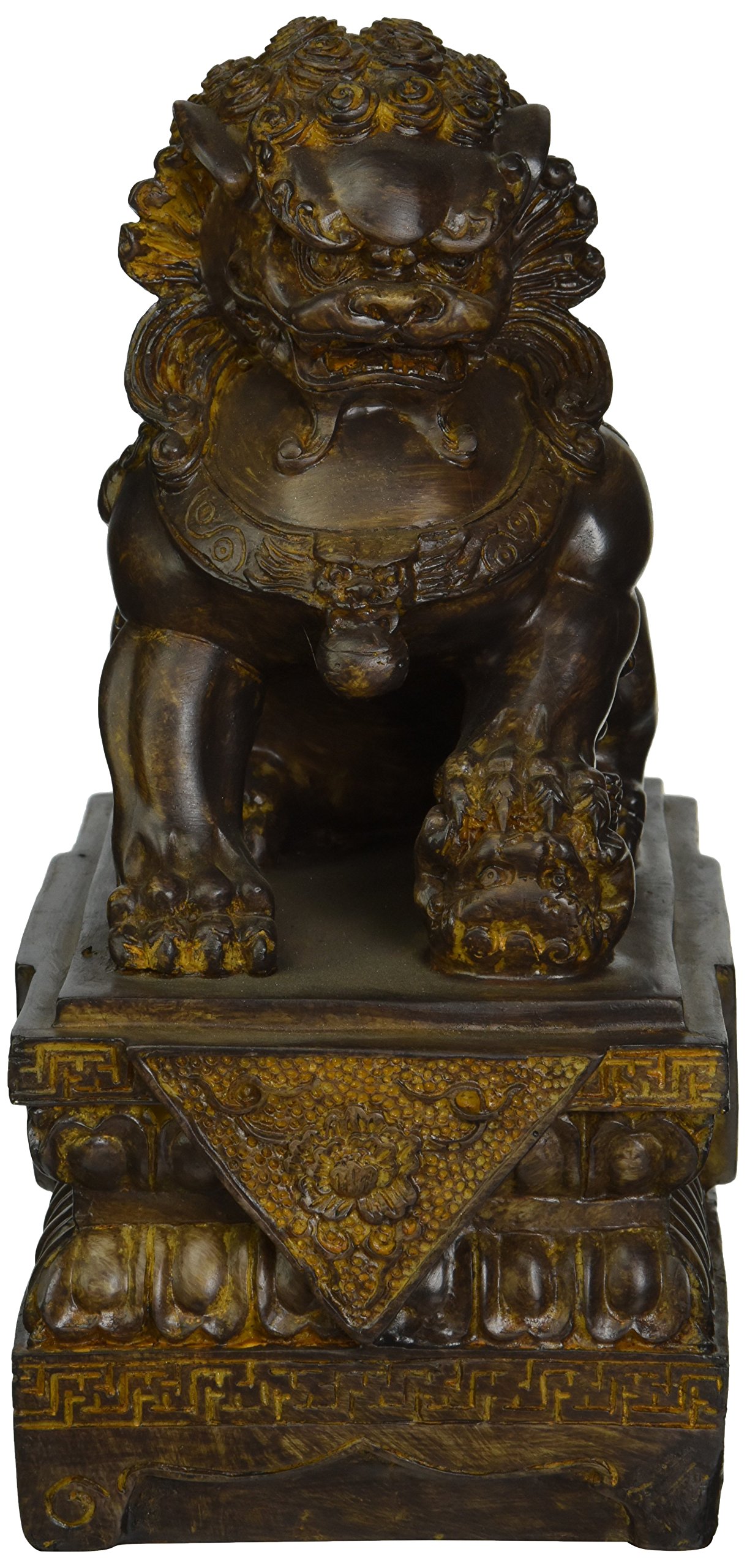 Design Toscano NY13668011 Female Chinese Guardian Lion Foo Dog Asian Decor Statue, 23 cm, Polyresin, Bronze Finish