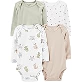 Carter's Baby Boys 4-Pack Long-Sleeve Bodysuits, Sleeping Acorn, 3m