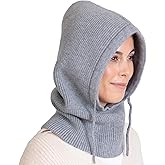 Brook + Bay Knitted Hooded Scarf - Knit Balaclava Hood Scarf for Women Winter - Stylish Hooded Hat, Neck Warmer Black