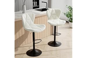 Daluvenix Bar Stools Set of 2,Adjustable Swivel Barstools,Counter Height Barstools with Backs Faux Leather Kitchen Island Bar Chair, White