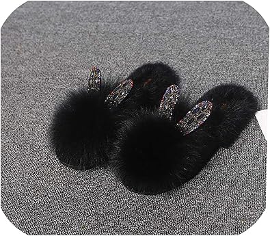 rabbit fur slides