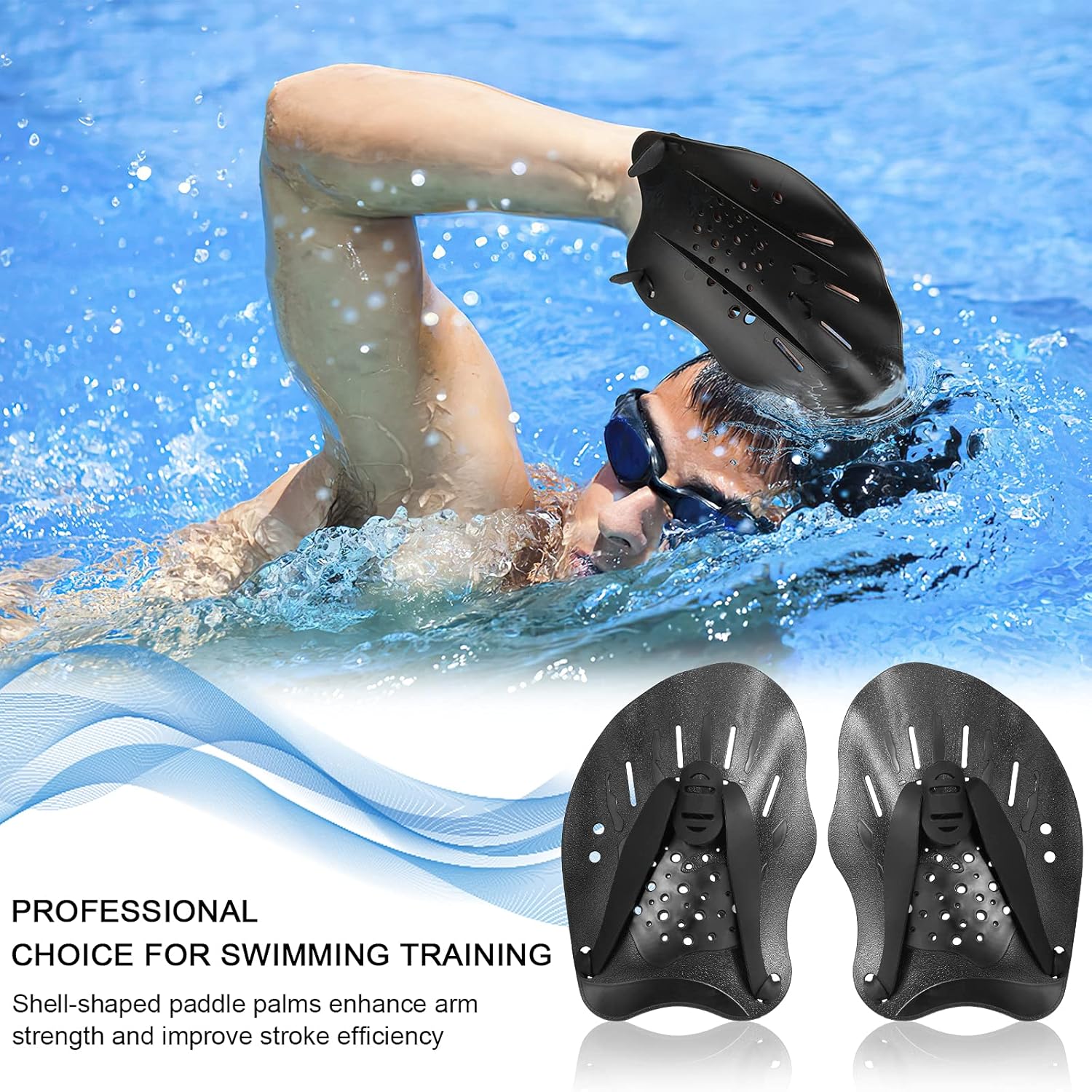 TAGVO Swimming Training Hand Paddles, Contour Paddle for Training to Improve Technique, Sizes for Adult Children Unisex, Black : Sports & Outdoors