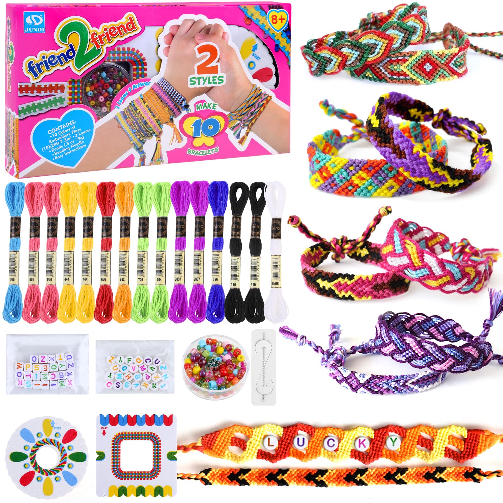 Modacraft Friendship Bracelet Making Kit for Girls, Kids Bracelets Making Craft Toy Set with Letter Glass Beads Woven Board, Forever Friend Gifts Present for Age 8-14 Years Old Girls Chritmas