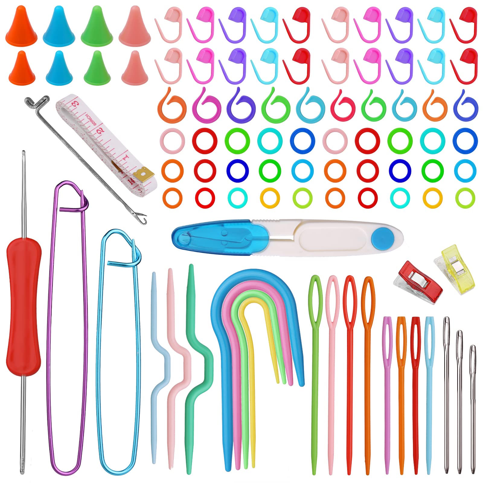 Axmru 91 Pcs Knitting Accessories Knitting Kit Cable Needles for Knitting Crochet Accessories with Knitting Stitch Markers Stitch Holders Yarn Needles