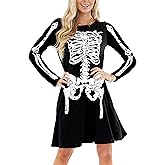 Deerose Women Halloween Dress with Pockets Funny Long Sleeve Outfits