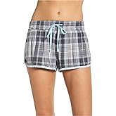 P.J. Salvage Womens Flannel Pajama Shorts, Grey, Small