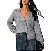 RoseSeek Women's Button Down Cardigans Scalloped Edge Knit Sweater Elegant Fall Tops