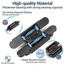 Upgraded Invisible Door Hinges 2 Black-6 inch 3 Way