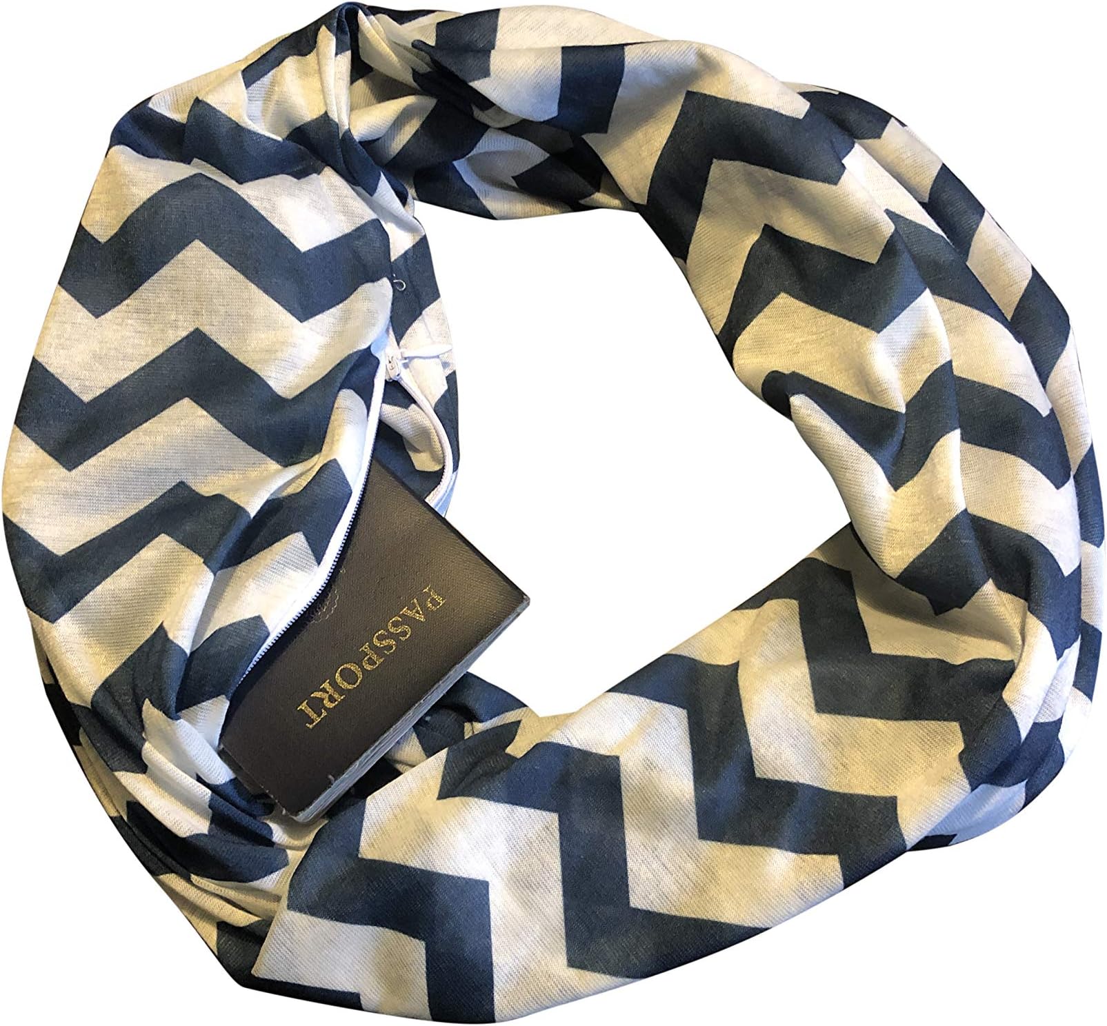 Womens Infinity Scarf Wrap Scarf with Hidden Zipper Pocket