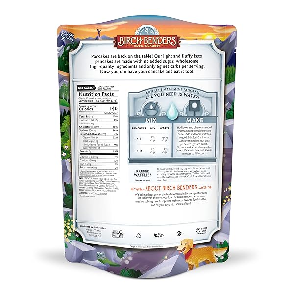 KETO PANCAKE & WAFFLE MIX BY BIRCH BENDERS, HIGH PROTEIN, GLUTEN-FREE, MADE WITH ALMOND, JUST ADD WATER, 30 OZ (PACK OF 1)