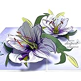 MeeSunnie Paper With Deepest Sympathy Card, White Lily Pop Up Card, Loss of Loved One, Pet, Mom, Dad, Child, Thinking Of You, Condolence, Bereavement, Grief with Envelope (White Lily)