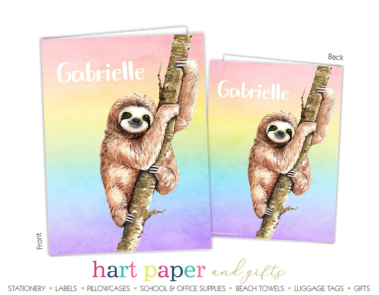 Rainbow Sloth 2 Pocket Folder Gift Name Back To School Supplies Teacher Office Birthday Girl Boy Adult Kids Custom Personalized Custom Handmade Dprd Tasikmalayakab Go Id
