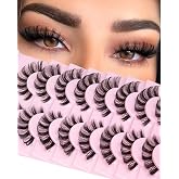 False Eyelashes that Look Like Extensions 16mm Lashes Strips with Clear Band Faux Mink Eyelashes Natural Look Fake Lashes Russian Strip Lashes for Clean Girl Makeup Strip 7 Pairs by Focipeysa