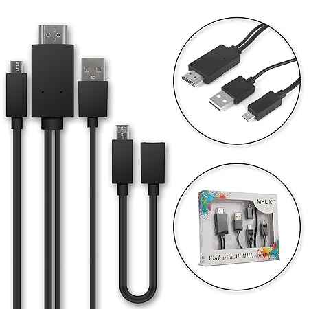 MHL Kabel - Micro-USB auf HDMI-Adapter 5-Pin + 11-pin Adapter für Smartphones und Tablets von zB. Huawei, Sony, Samsung, ZTE 