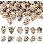 Geelin 60 Pcs Halloween Mini Resin Skull Figurines for Skeleton Party Favor | Halloween Mini Animal Skulls Figures to Hide, Little Tiny Skull Figurine for Hideouts Craft Micro Landscape Decor, Bag Filler