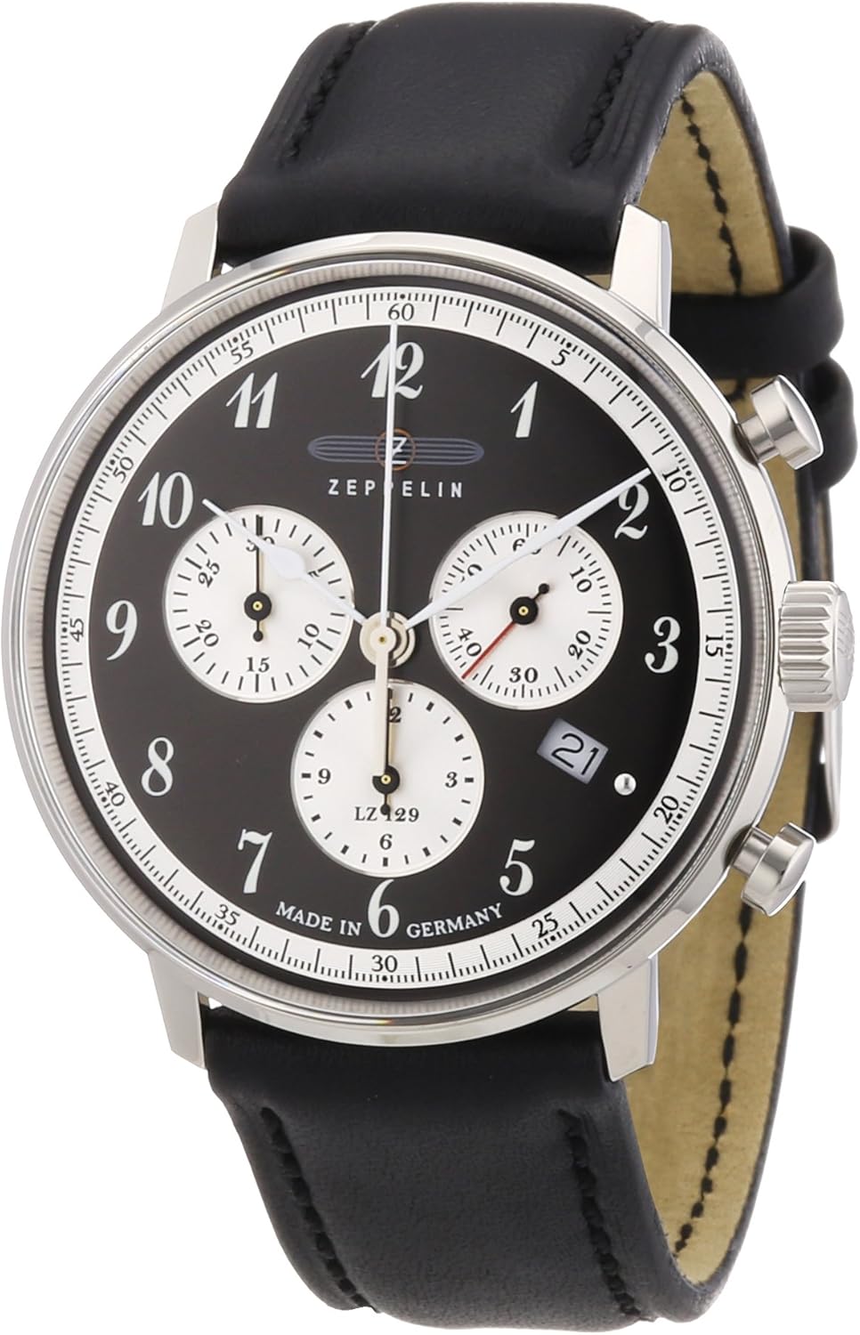 Zeppelin Men's Quartz Watch with Black Dial Analogue Display and Black