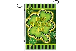 Flagmax St Patrick's Day Garden Flag,Shamrock St Patricks Flag 12.5 x 18 Inch Clover for Garden and Home Decorations