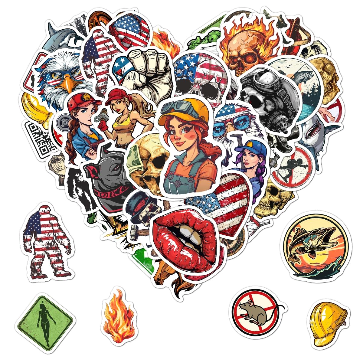 Pack 50 Pcs Hard Hat Stickers for Water Bottles Funny Laptop Luggage Computer Scrapbooking Kids Teens Girls Boys Adults Men Women Waterproof Aesthetic Sticker Small Vinyl Decals