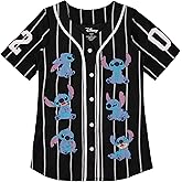 Disney Women’s Baseball Jersey Shirt – Ladies Mickey & Minnie Mouse Button-Up Fashion Top, Classic Retro Style