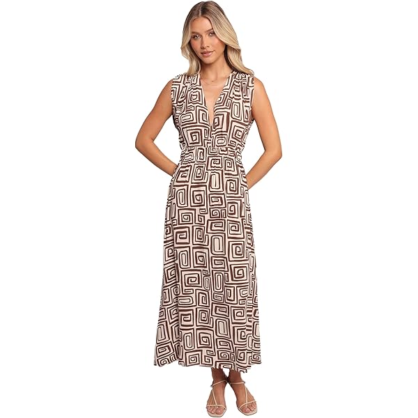 Petal & Pup Women's Lincoln Long Sleeve Maxi Dress-Black/Beige at Amazon  Women's Clothing store