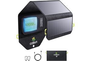 CALLSUN 28W Solar Charger with 10000mAh Power Bank, Foldable Solar Panels with 1 USB-C and 2 USB-A Ports Fit for Multiple Devices, IP67 Waterproof Portable Solar Panel for Camping Hiking Backpacking