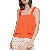 DKNY Women's Flattering Top Cropped Two-Tone Shirt