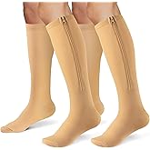 Zipper Compression Socks for Women & Men 2 Pairs,15-20mmhg Closed Toe Compression Stocking is Best for Athletic Running,Hiking
