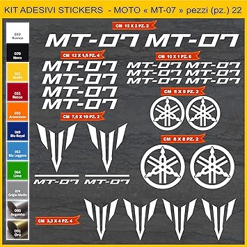Kit D Autocollants Pour Moto Mt 07 Mt07 22 Pieces Couleur Au Choix Code 1075 010 Bianco Decalcos Autocollants Et Aimants Motos Accessoires Et Pieces