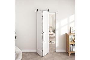 BarnSmith 36 in.x 84 in. Bifold Barn Door, 1 Panel White Primed Bifold Closet Door, Hollow Core Interior Barn Doors with Hardware Kit