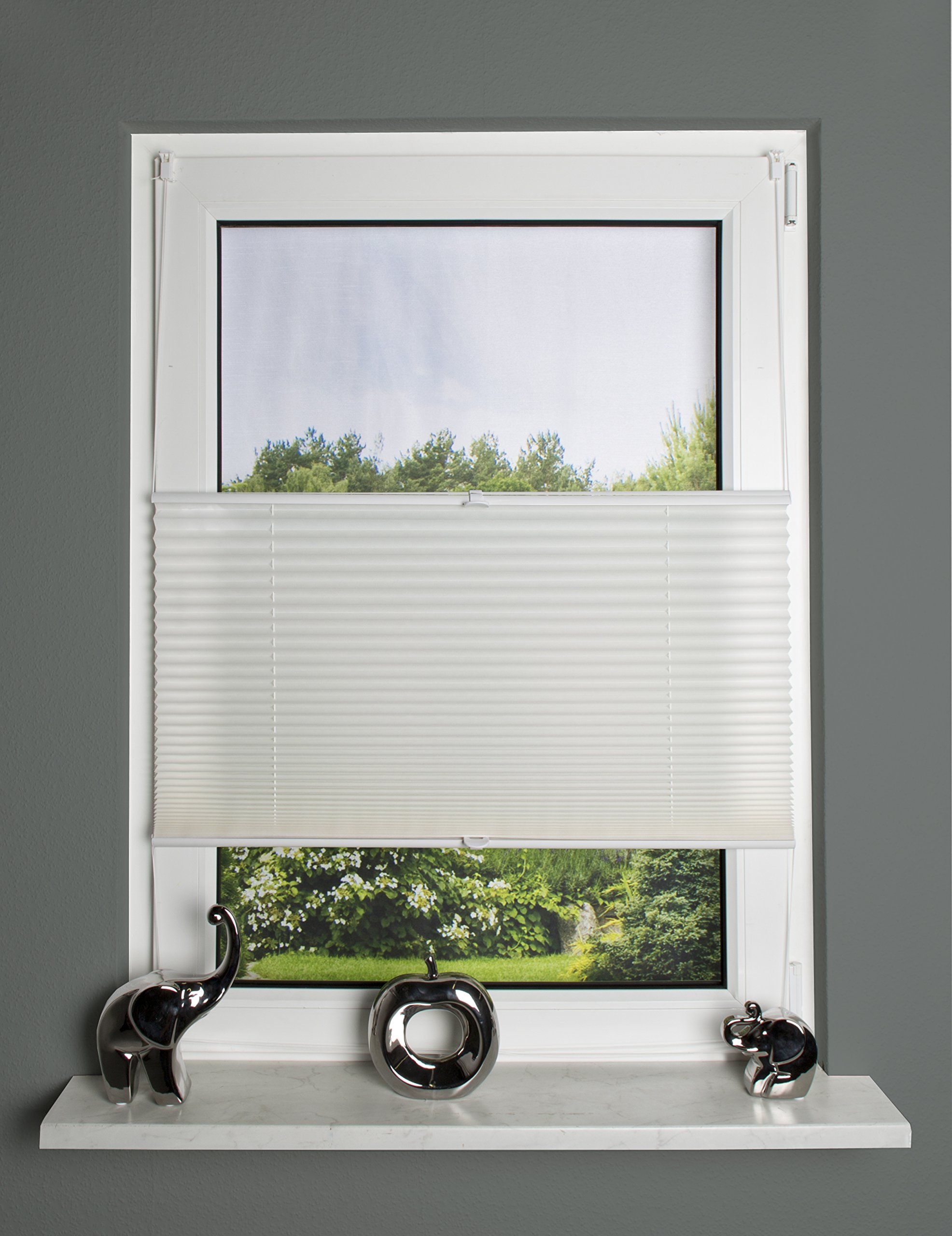 Home Fashion up and down pleated blind fabric., Fabric, White, 130 x 90 cm