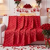 Moukeren Valentines Heart Throw Blanket 50”×60” - 3D Jacquard Heart Throw Blankets, Soft Cozy Romantic Valentines Gifts for Bed Couch Sofa Home Decor