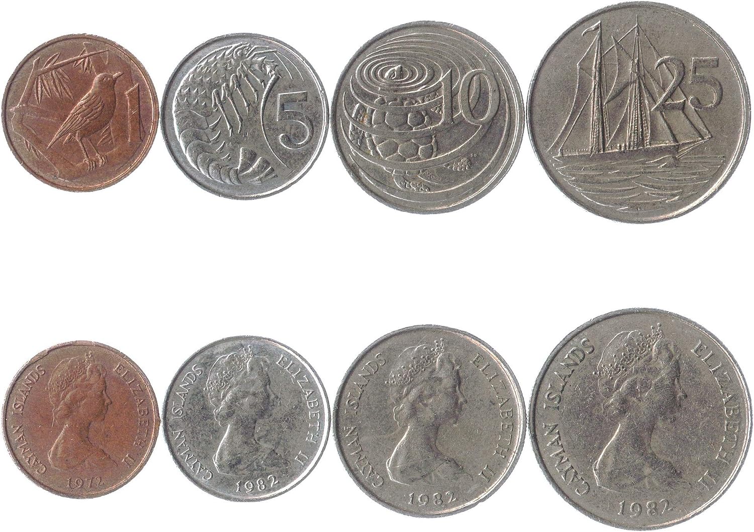 Juego de 4 Monedas de Las Islas Caimán. 1, 5, 10, 25 centavos. 1972