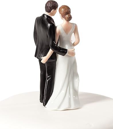 Wedding Collectibles Funny Sexy Tender Touch Wedding Cake Topper with Bride and Groom | Fun, Sexy, Humorous Figurine | Fine Porcelain | 5.25 Inches