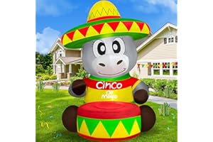 Danxilu 6FT Cinco De Mayo Inflatables Donkey with Taco Sombreros Beating Drum, Summer Inflatables Outdoor Decorations Built-in LEDs May 5 Blow Up Holiday Party Indoor Garden Yard Fiesta Mexican Decor