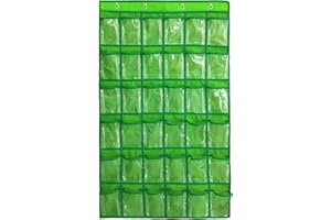 NIMES Hanging Closet Underwear Sock Jewelry Storage Over The Door Classroom Cell Phone Calculator Organizer 36 Clear Pockets (Green)