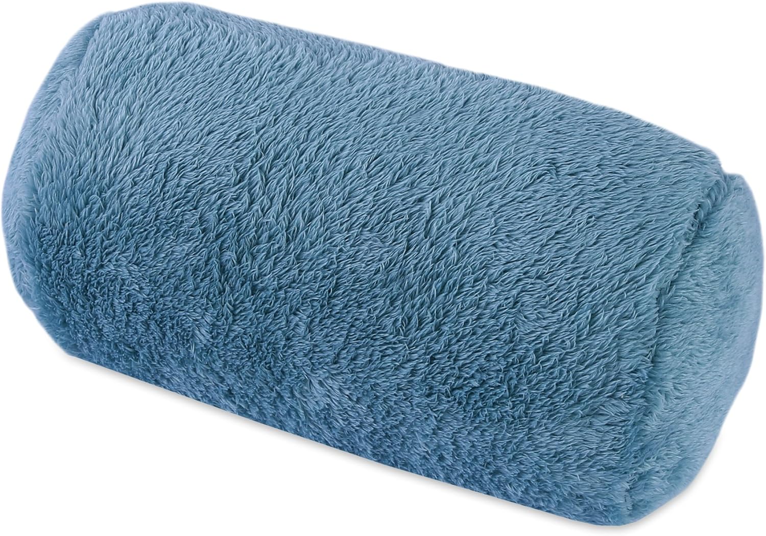 Berkshire Blanket Extra-Fluffy Plush Neckroll Removable Easy to Wash Cover Throw Pillow, Indigo
