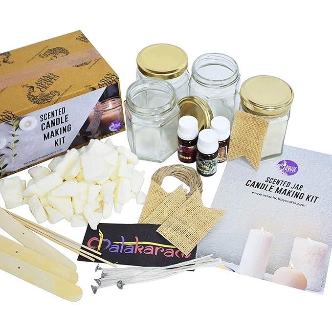 Kalakaram Scented Jar Candle Making Kit with Complete Supplies Soy Wax