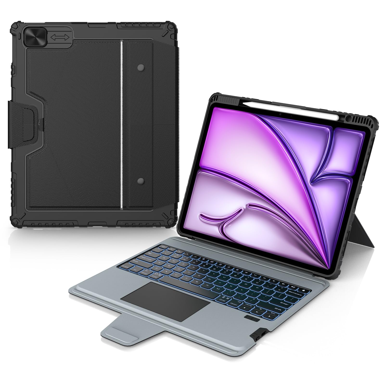 Nillkin Case with Keyboard for iPad Air 13 inch 2026 M3/M2 (2025/2024) iPad Pro 12.9 inch (6th, 5th, 4th, 3rd Generation) 180°Adjustatable Stand, Backlit Magic Keyboard with Trackpad, QWERTY Layout