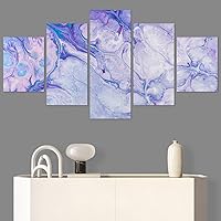 SIGNWIN 5 Panel Canvas Wall Art Modern Art Abstract Brushstroke Closeup Digital Art Minimalism Minimalist Multicolor Pastel for Home Decorations Ready to Hang - 60