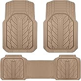 CAR PASS Heavy Rubber Car Floor Mats, Deep Waterproof Car Mats All Weather, Universal Trim-to Fit Automotive Floor Mats for Car SUV Truck Van, Durable Floor Liners All Beige