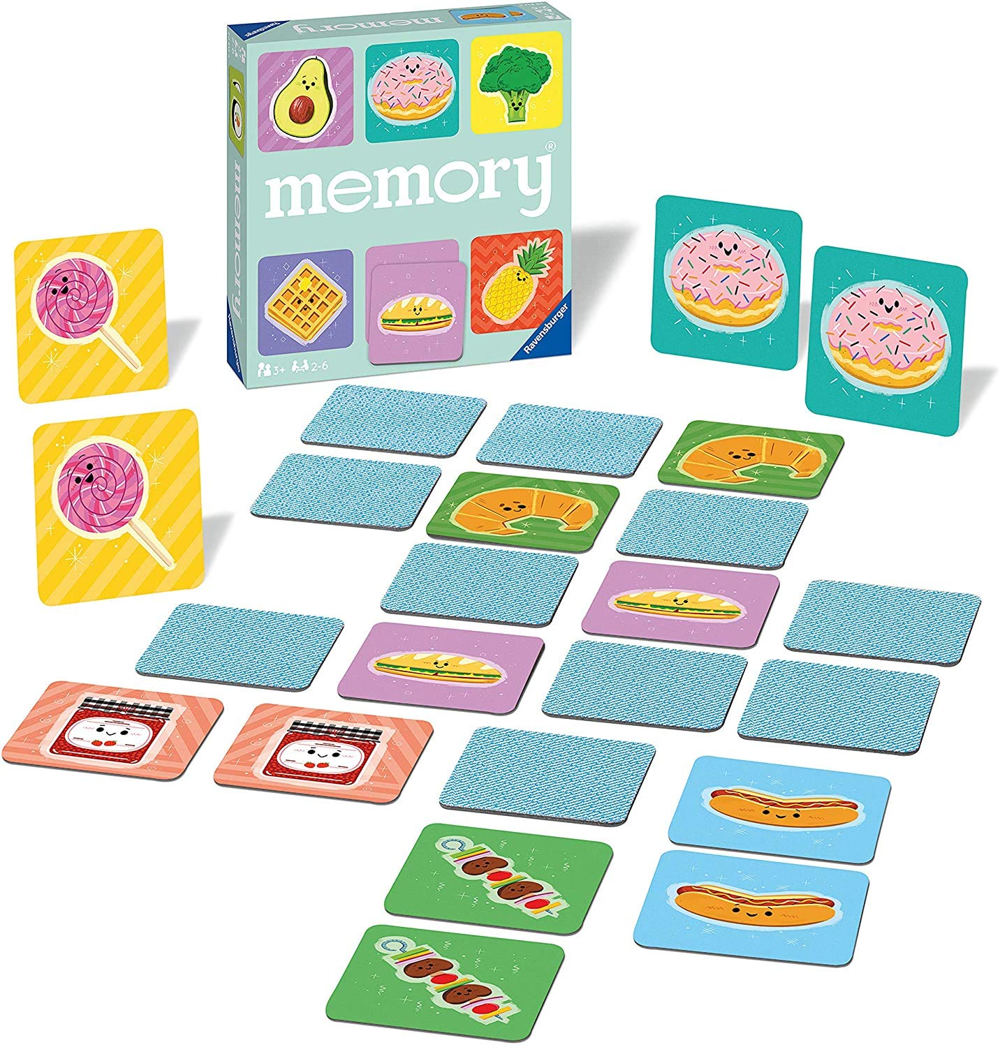 Ravensburger Funny Food Memory Matching Picture Snap Pairs Game for Kids Age 3 Years Up