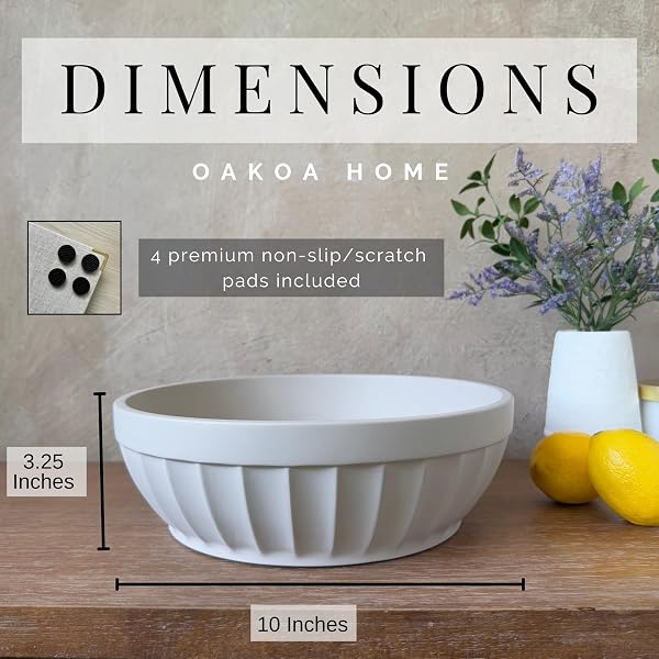 OAKOA DECORATIVE FRUIT BOWL FOR KITCHEN COUNTER – LARGE DECORATIVE BOWL FOR HOME DECOR – CONCRETE DECOR BOWL FOR KEYS ENTRYWAY TABLE – MODERN CENTERPIECE COFFEE TABLE BOWL