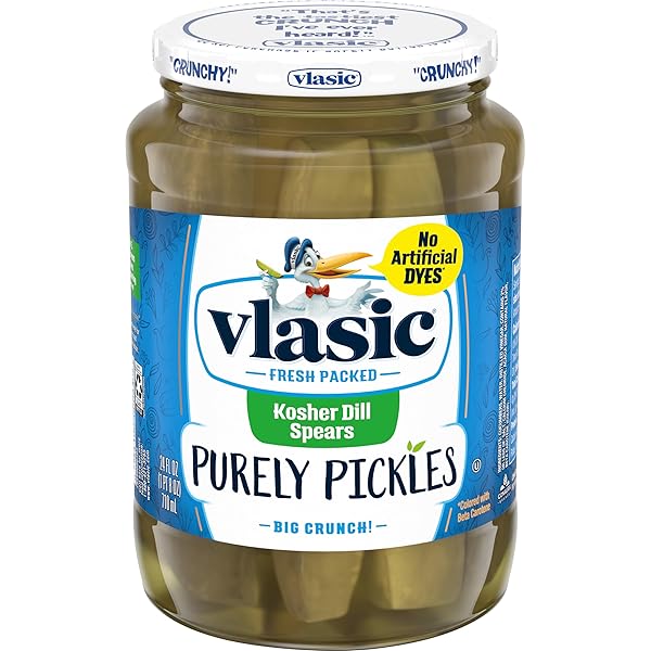 VLASIC PURELY PICKLES KOSHER DILL PICKLE SPEARS, KETO FRIENDLY, 24 FL OZ JAR