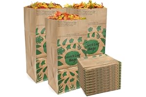 YOUEON 10 Pack 30 Gallon Leaf Bags Brown Paper, 2-Ply Heavy Duty Lawn and Refuse Bags, Yard Waste Bags for Home, Garden, Yard, Self Standing and Tear Resistant
