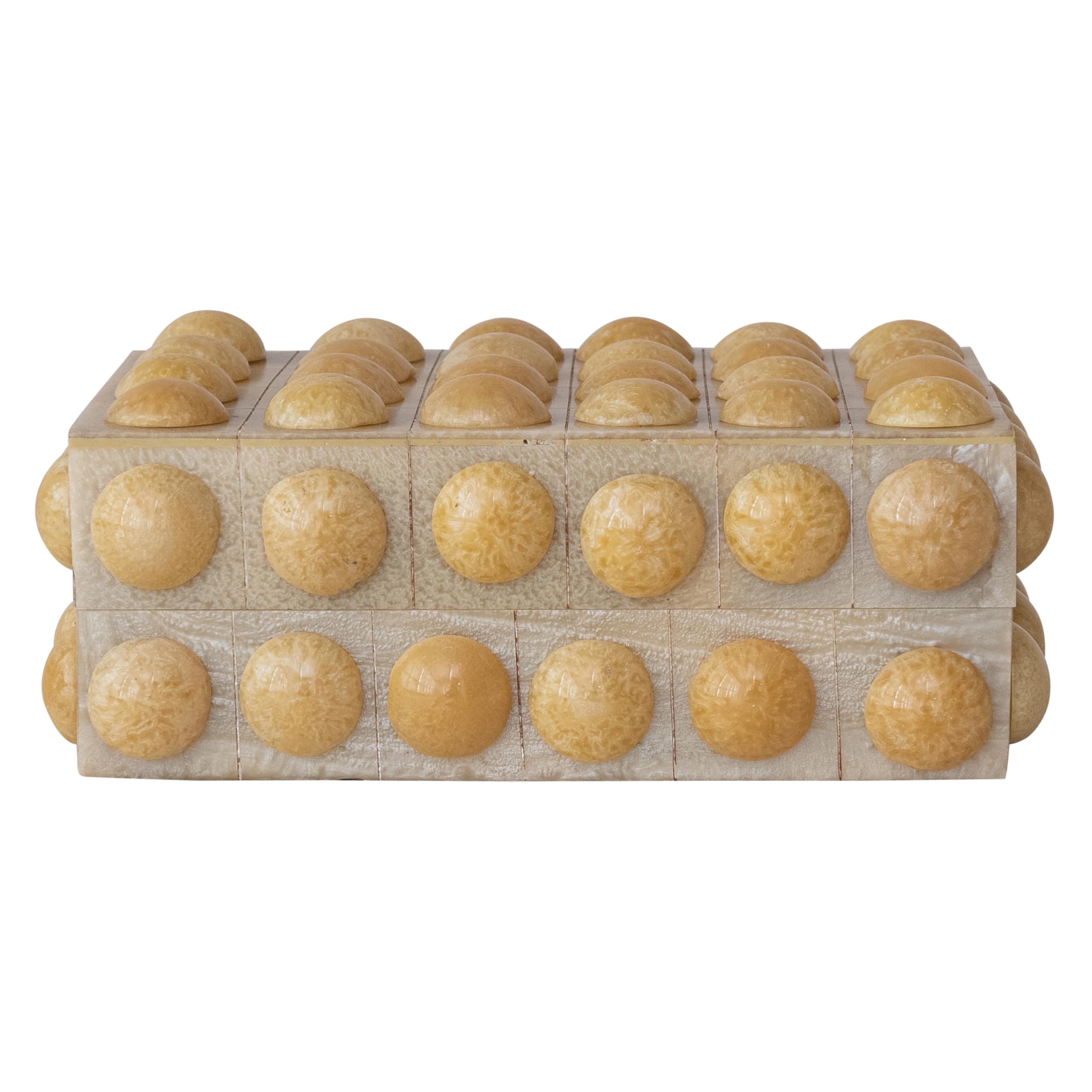 Photo 1 of Creative Co-Op Handmade Marbled Resin Bobbin Box, Cream