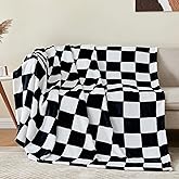 BEDELITE Checkered Throw Blanket for Couch, Soft & Cozy Fleece Flannel Blanket with Checkerboard Grid Home Decor, Checkered Black, 50x60 Inches