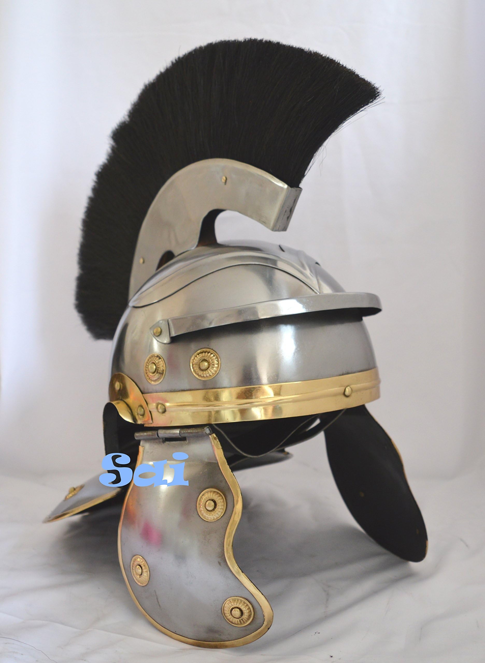 Roman Centurion Armour Helmet-Roman Kinght Armour Helmet with Black Crest Plume
