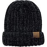 C.C Unisex Chenille Soft Warm Stretchy Thick Cuffed Knit Beanie Cap Hat